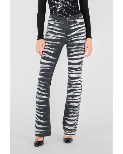 Roberto Cavalli Black Hose Mit Print Zebra