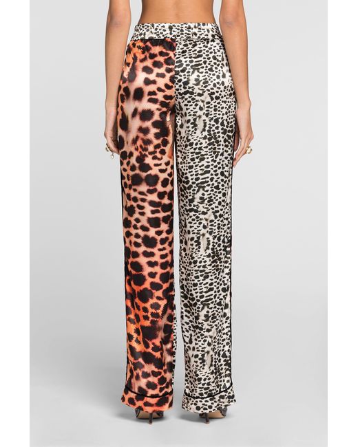 Roberto Cavalli White Murena Print Silk Blend Trousers