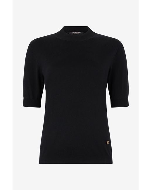 Suéter De Cuello Alto Con Monogram Rc Roberto Cavalli de color Black