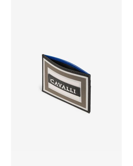 Roberto Cavalli Multicolor Logo-Plaque Striped Cardholder for men