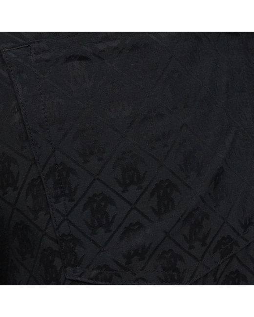 Roberto Cavalli Black Silk Cargo Trousers With Monogram Rc