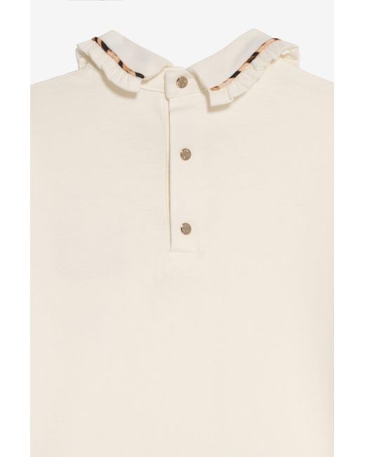 Roberto Cavalli White Ivory T-Shirt With Leopard-Trim Collar