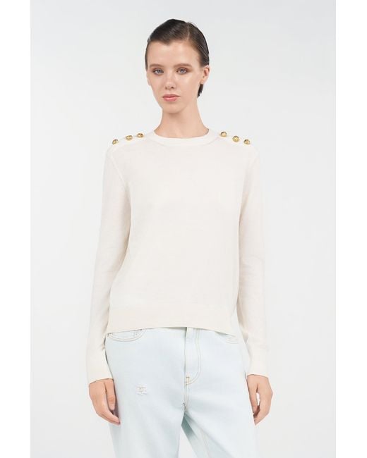 Roberto Cavalli White Sweater With Buttons