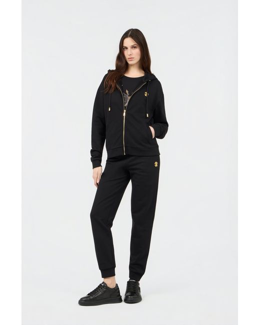 Roberto Cavalli Black Flaming Rose Print Sweatshirt Hoodie