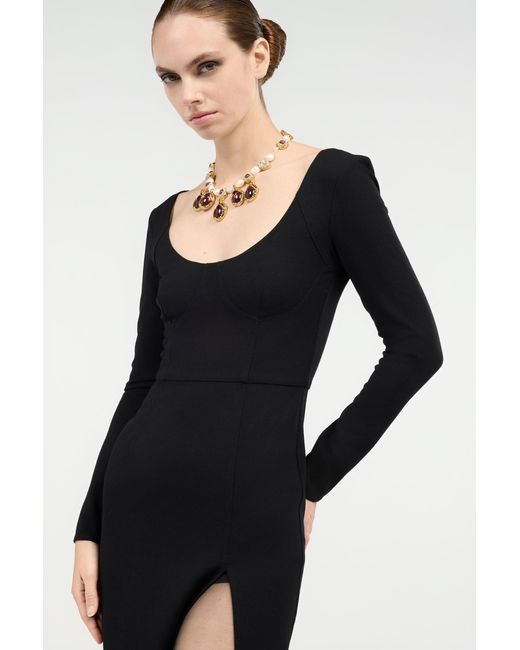 Roberto Cavalli Black Midi Dress With Slit