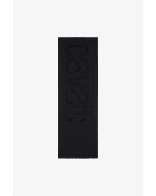 Roberto Cavalli Black Wool Blend Scarf With Logo Workmanship