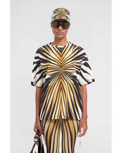 Roberto Cavalli Metallic Ray Of Print T-Shirt