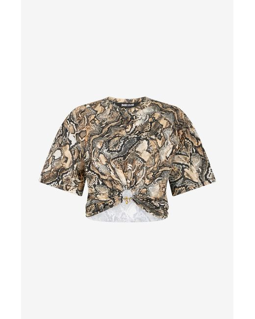 Top Corto Con Estampado Python Roberto Cavalli de color Multicolor