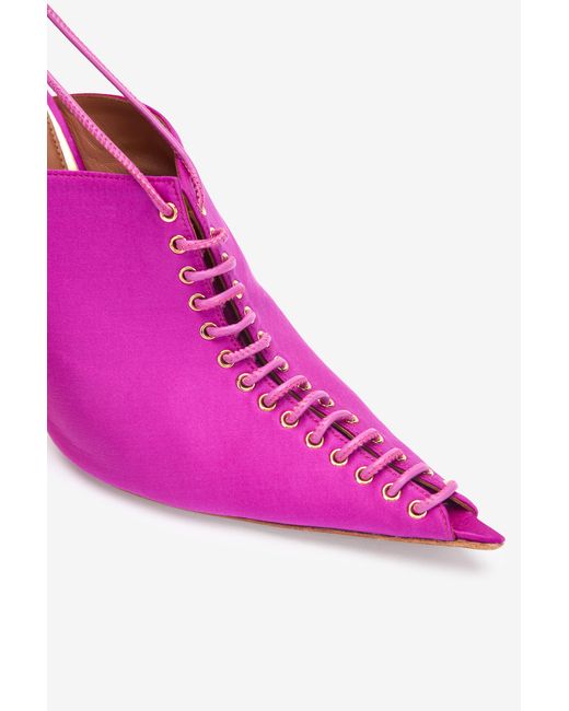 Roberto Cavalli Pink Lace-Up Mules