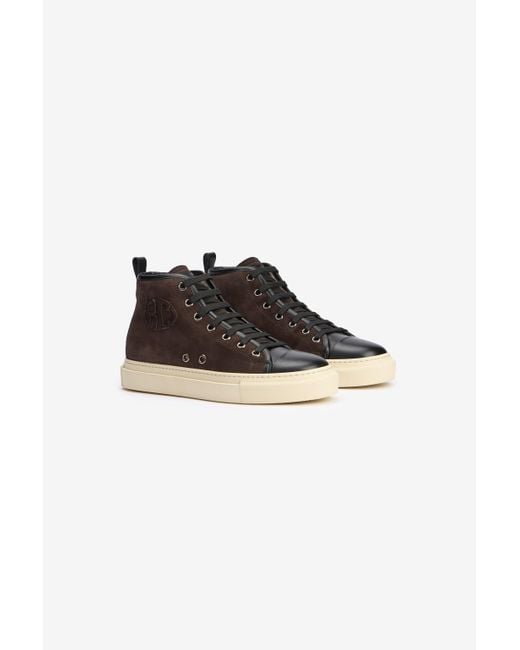 Roberto Cavalli Black High-Top Sneakers Chocolate With Rc Monogram for men