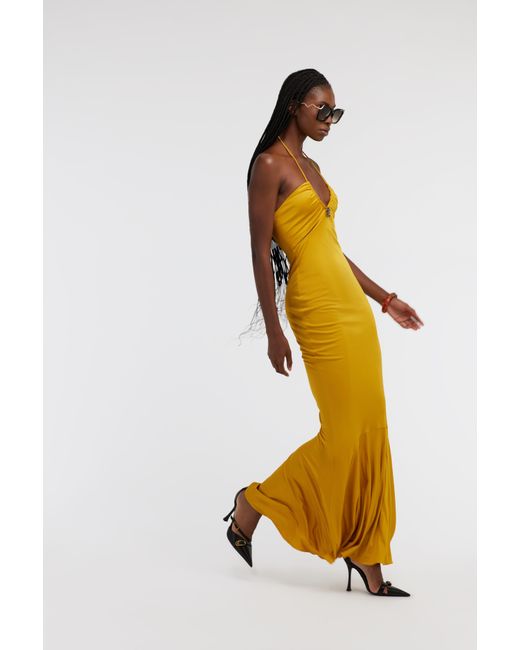 Roberto Cavalli Metallic Off-Shoulder Dress