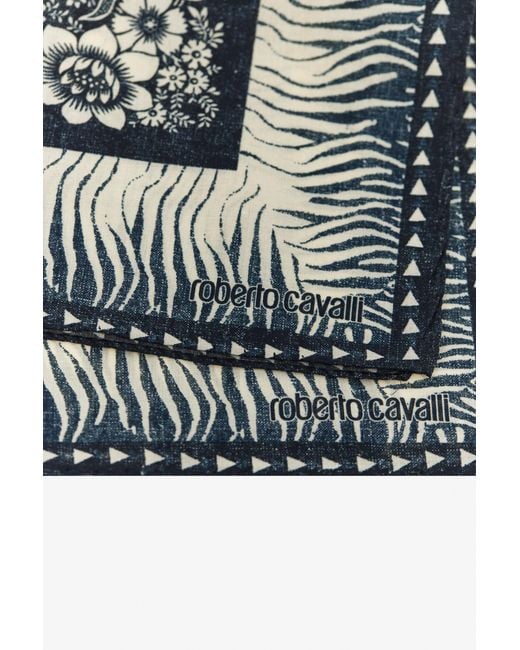 Roberto Cavalli Multicolor Cotton Scarf With Zebra Pattern And Logo for men