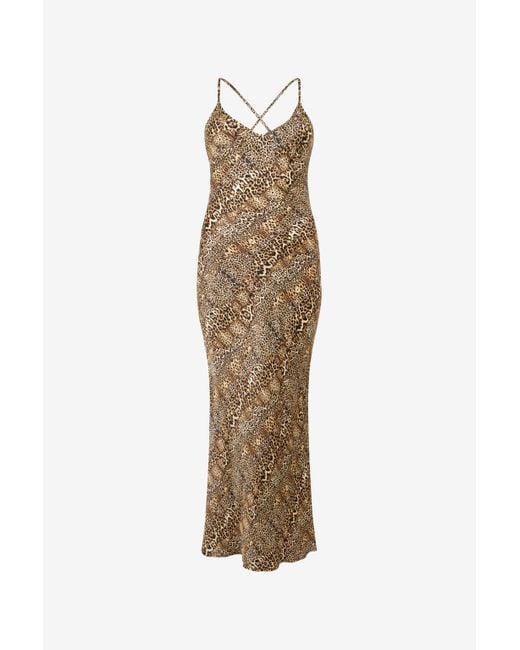 Roberto Cavalli Natural Silk Dress With Jaguar, Cheetah And Leopard Print