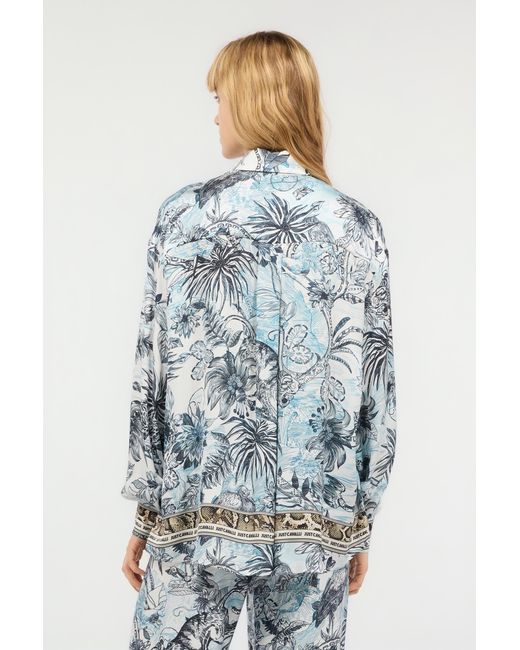 Roberto Cavalli Multicolor Shirt With Python And Jungle Print