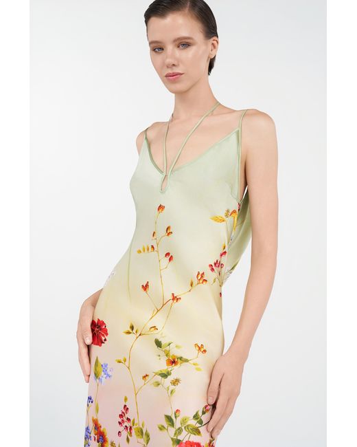 Roberto Cavalli White Maxi Dress With Miami Flowers Print