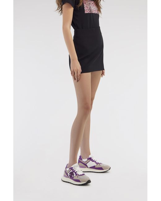 Roberto Cavalli Black Miniskirt With Logo