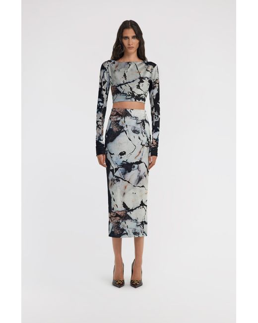 Roberto Cavalli White Marble Print Dress