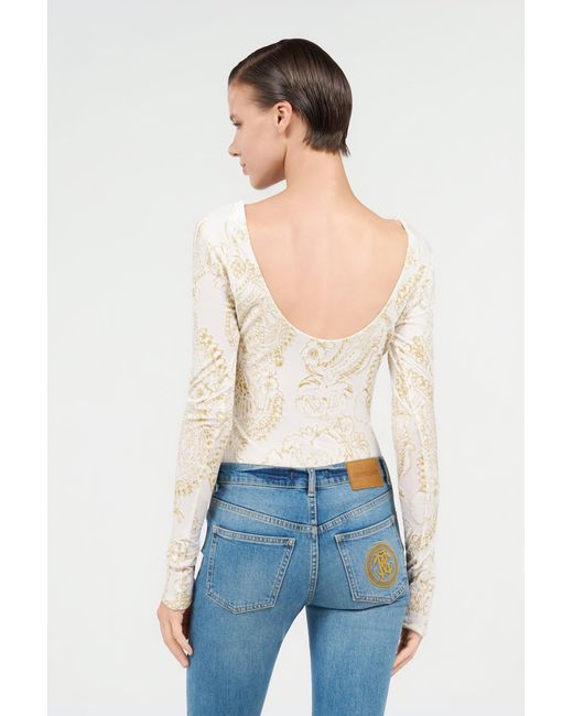 Roberto Cavalli White Ornamental Print Top