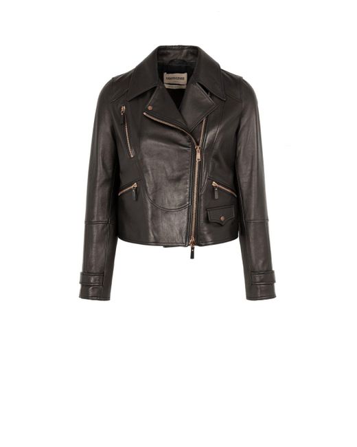 Roberto Cavalli Leather Bomber in Black | Lyst