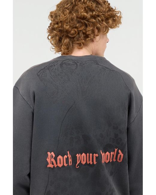 Roberto Cavalli Gray Sweatshirt With Jaguar And Lettering for men