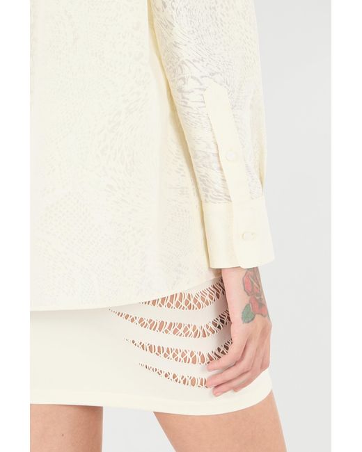 Roberto Cavalli White Python-Print Shirt