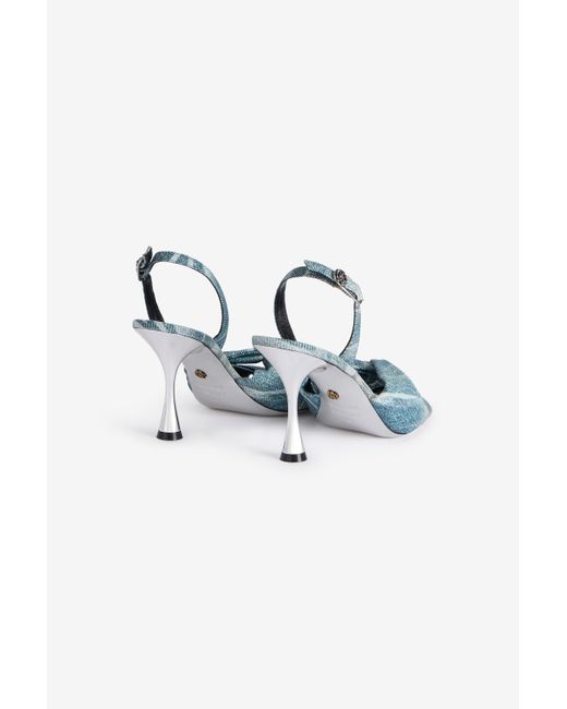 Roberto Cavalli Blue Denim-Effect Slingback Sandals