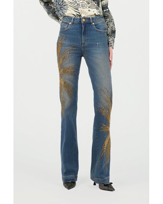 Roberto Cavalli Blue Jeans With Rhinestones