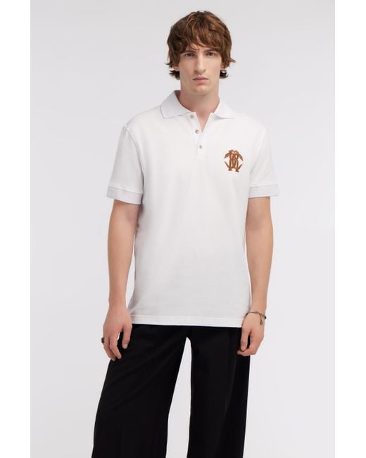 Roberto Cavalli White Polo With Monogram Rc for men