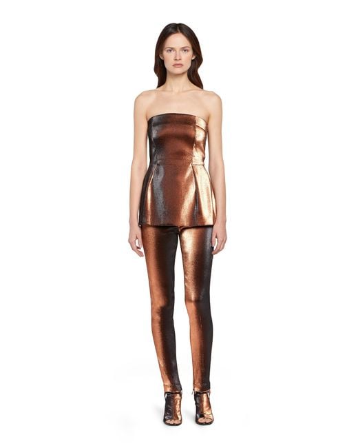 Roberto Cavalli Red Metallic Stretch Lurex Solid Trousers