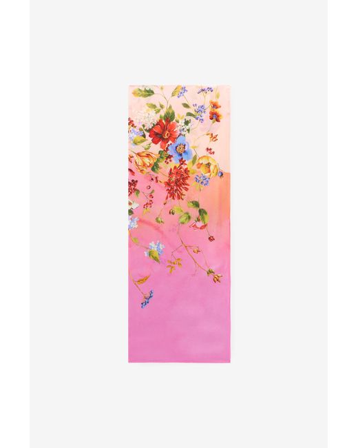Roberto Cavalli Pink Silk Stole With Miami Flowers Print