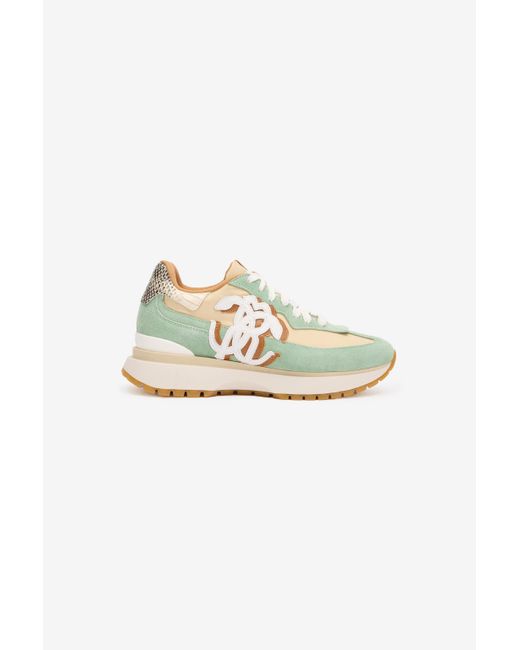 Roberto Cavalli Metallic Sneakers Mit Kontrastfarbe Hinten Und Monogramm Mirror Snake