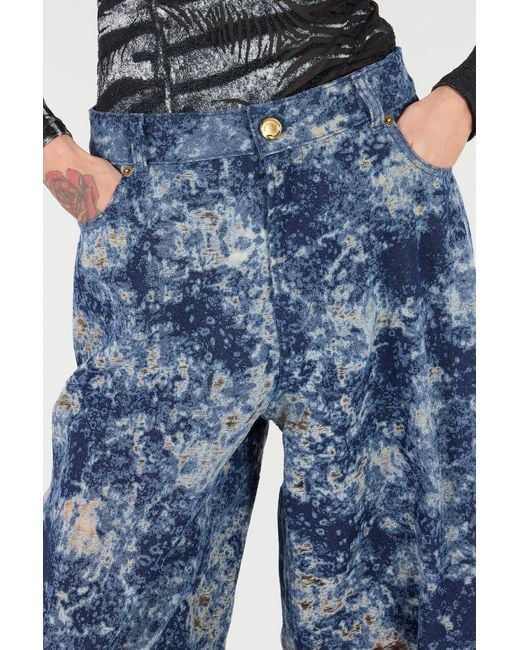 Roberto Cavalli Blue Loose Fit Bleached-Effect Jeans