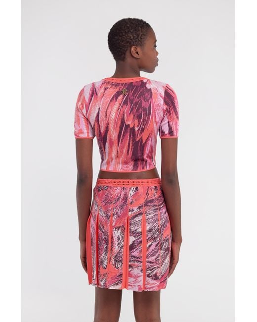 Roberto Cavalli Pink Plumange Print Top
