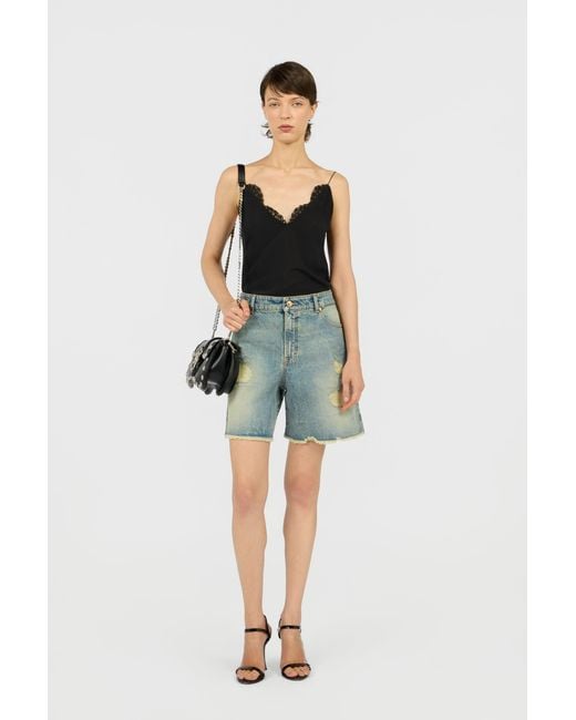 Roberto Cavalli Blue Distressed Cotton Shorts