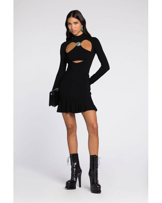 Roberto Cavalli Black Cut-Out Flared Mini Dress