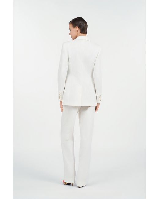Roberto Cavalli Natural Cotton Jacquard Blazer With Leopard Print