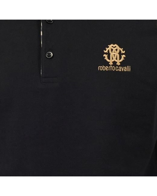 Roberto Cavalli Black Polo With Jaguar Print Details for men