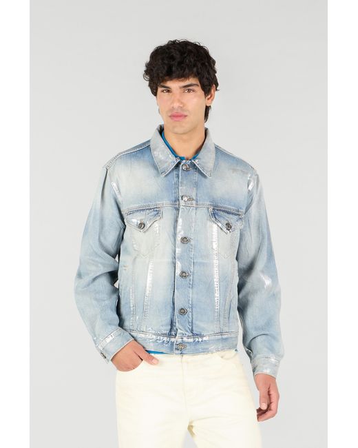 Roberto Cavalli Blue Light Laminated Denim Jacket for men