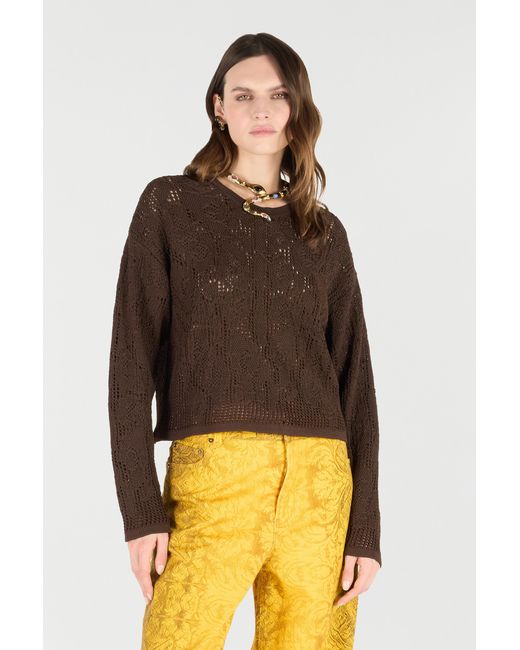 Roberto Cavalli Brown Crochet Effect Sweater