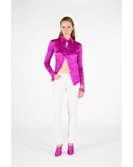 Roberto Cavalli Pink Solid Color Structured Shirt