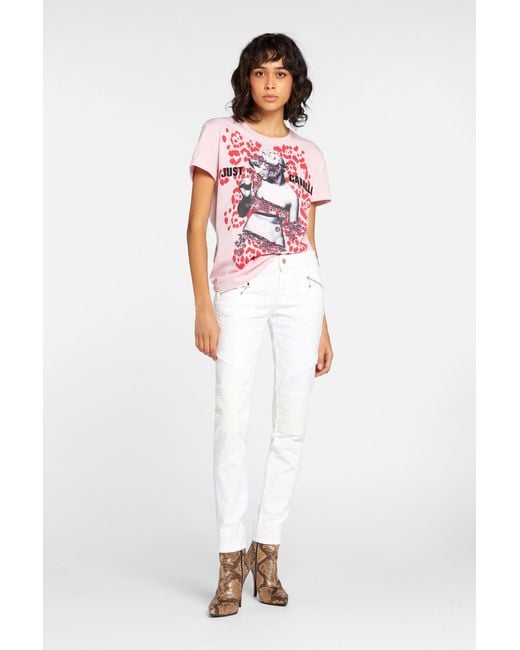Roberto Cavalli White Just Cavalli Panelled Straight-Leg Jeans