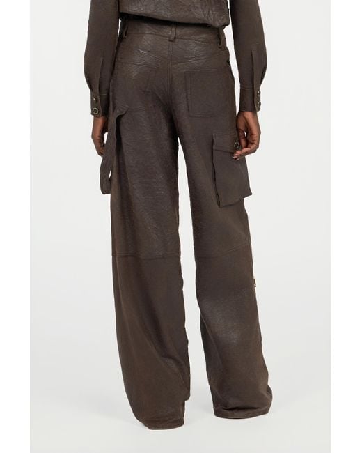 Roberto Cavalli Brown Dark Genuine Leather Pants