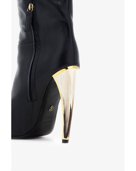 Roberto Cavalli Black Leather Knee-High Boots