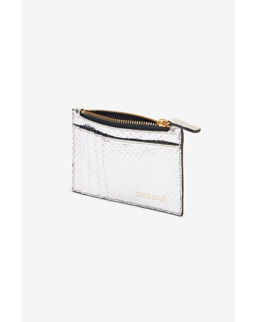 Roberto Cavalli Metallic Snake-Scale Card Holder