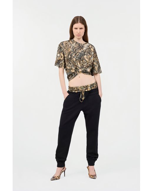 Roberto Cavalli Multicolor Crop Top With Python Print