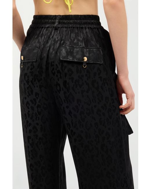 Roberto Cavalli Black Pants With Solid-Color Jaguar Skin Print