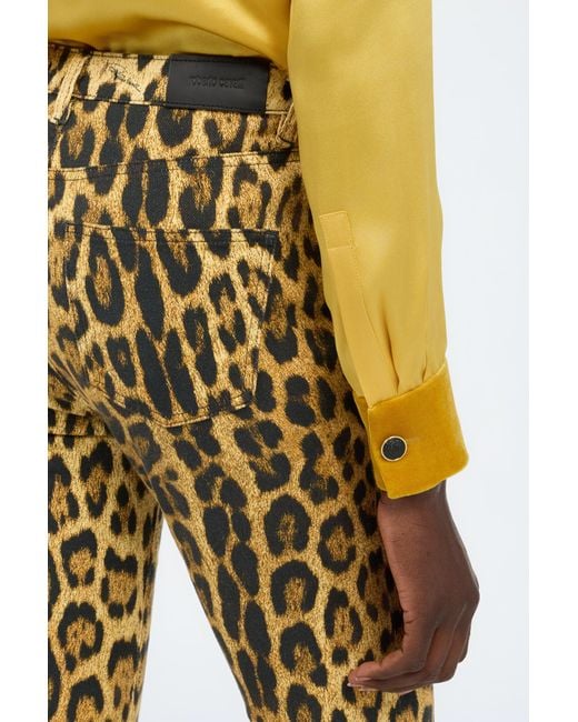 Roberto Cavalli Multicolor Denim Jeans With Jaguar Skin Print