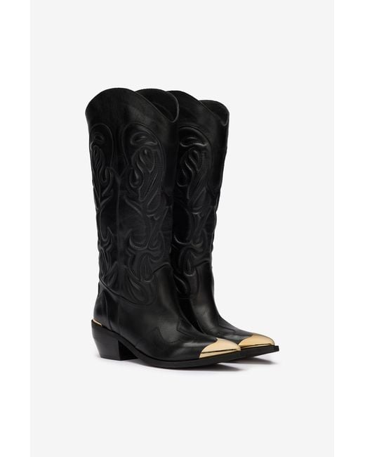 Roberto Cavalli Black Texan Boots