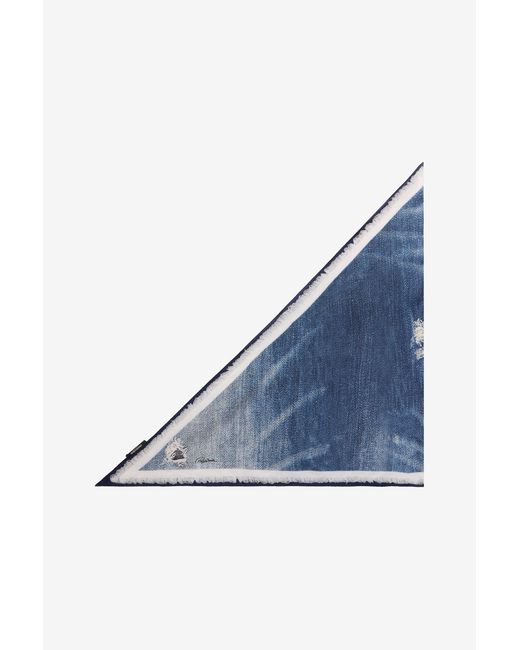 Roberto Cavalli Blue Silk Scarf With Denim Patchwork Print