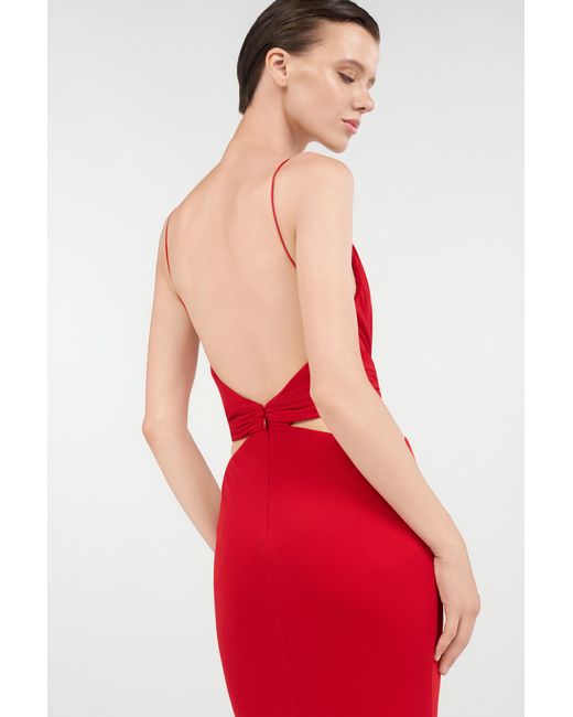 Roberto Cavalli Red Long Dress With Snake Detail